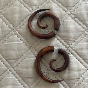 Wooden spiral earrings